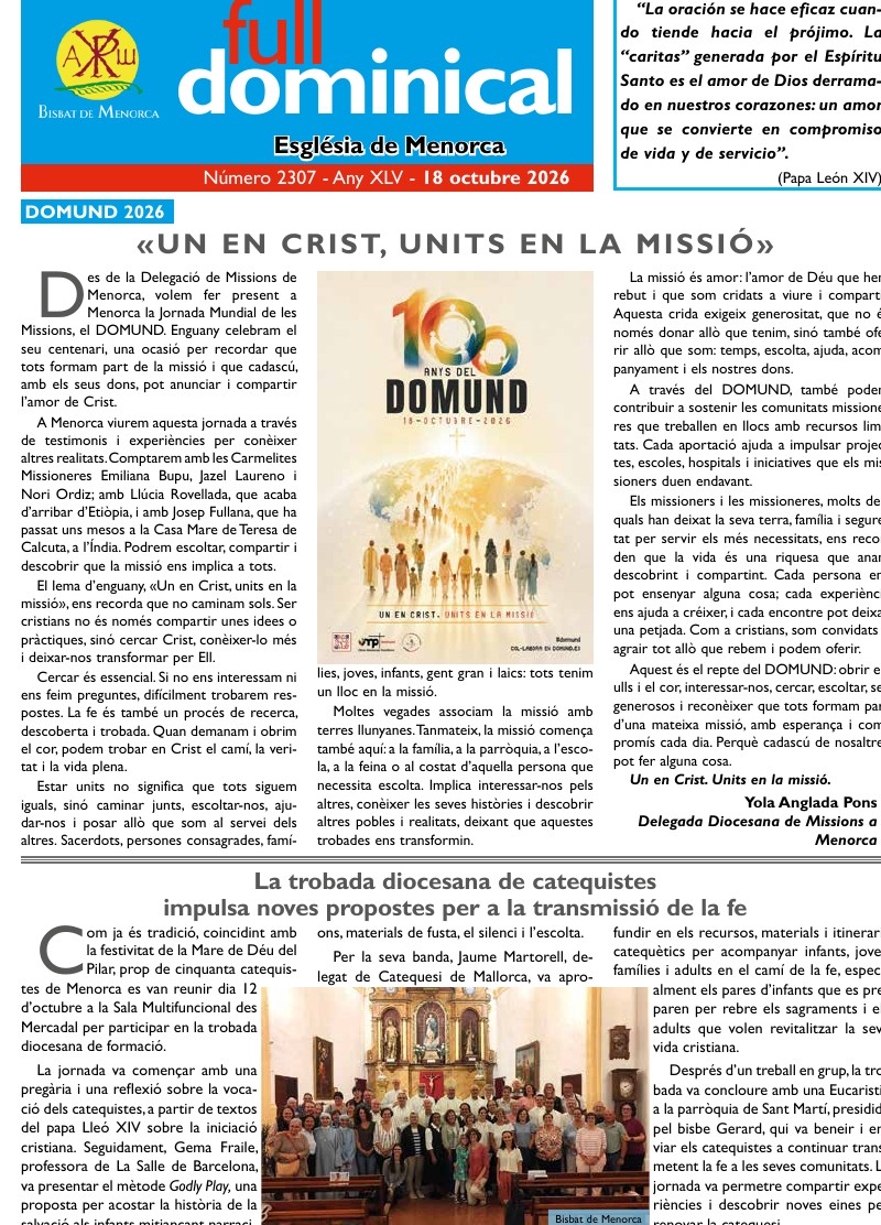 Full Dominical 18 d’octubre 2026