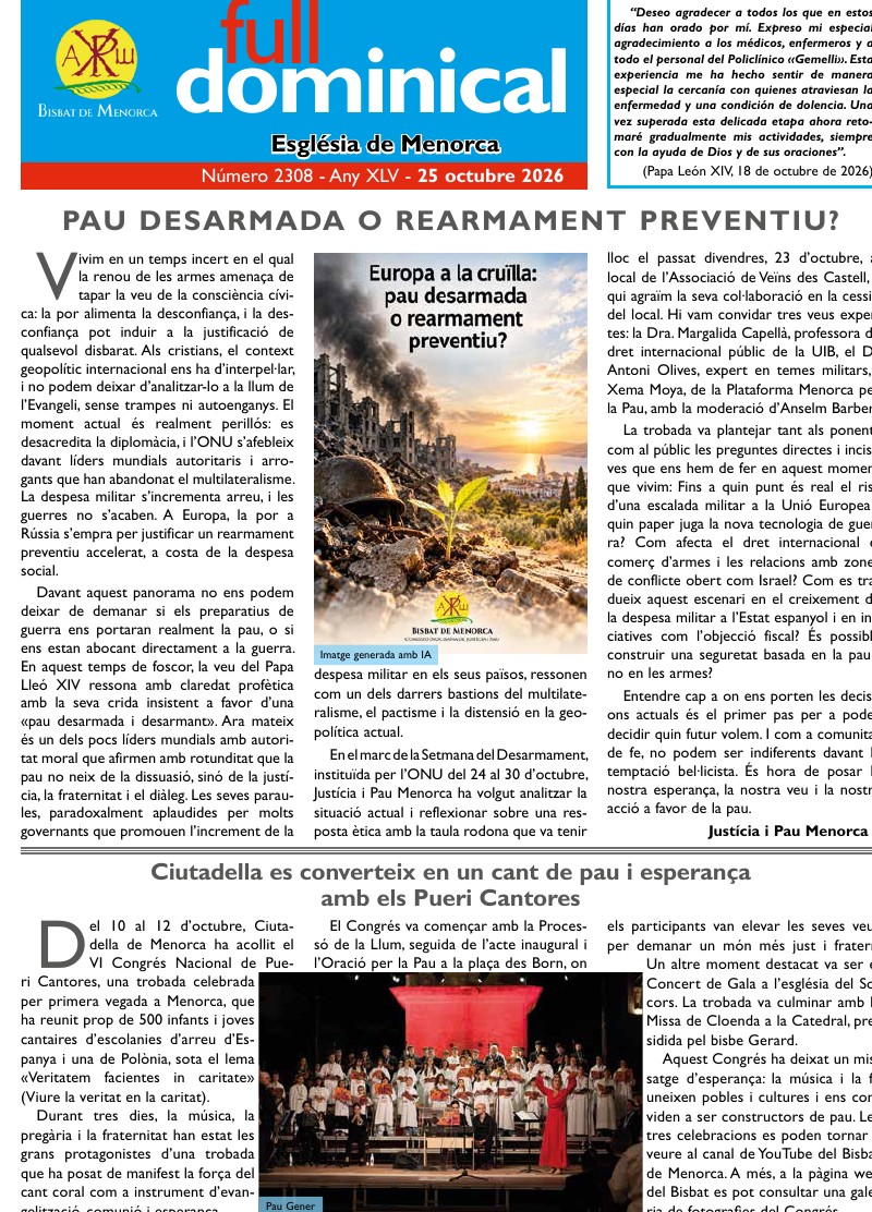 Full Dominical 25 d’octubre 2026