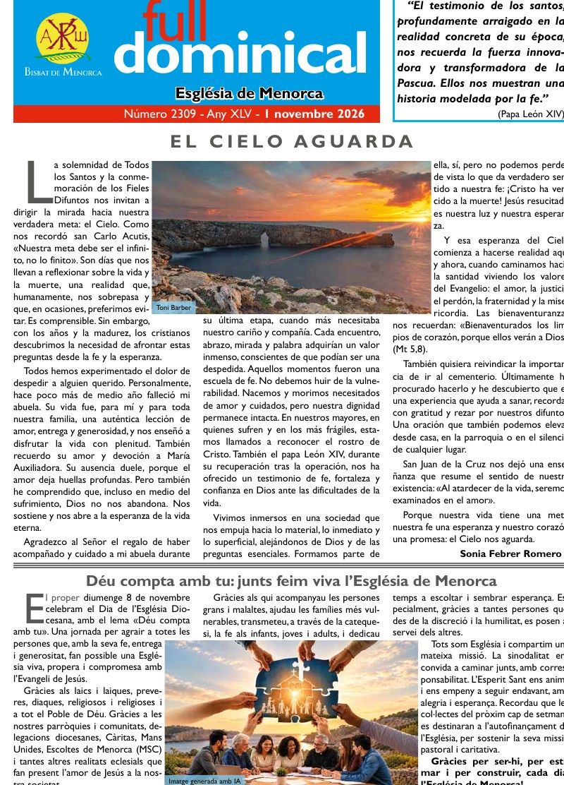 Full Dominical 1 de novembre 2026
