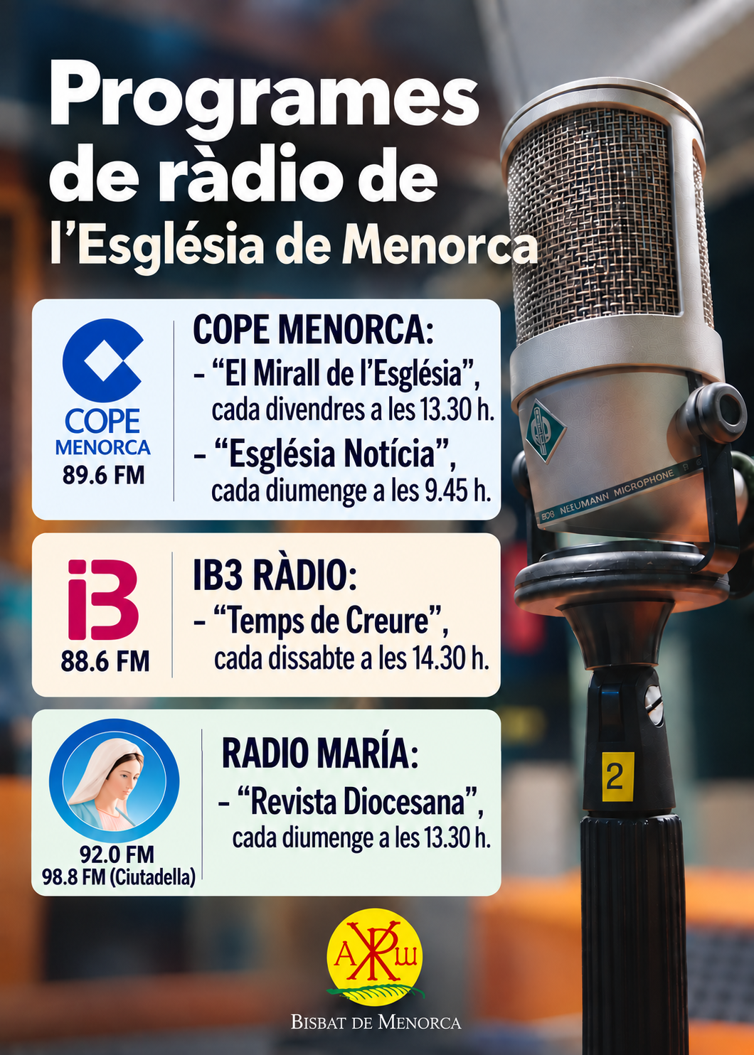 Programes de ràdio. Bisbat de Menorca
